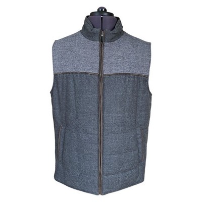 Hackett Mayfair Weste anthrazitgrau Wolle Daunen gefüllt Weste Full Zip Herren 2XL 46 Zoll