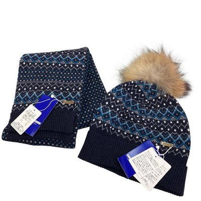 BURBERRY BLUE LABEL Navy Knit Muffler and Hat Set Pre-owned Unisex