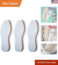 Ultra-Thin Terry Cotton Insoles for Sockless Wear - Breathable, Washable, 3 Pack