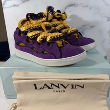 Lanvin Curb Leather Sneakers Purple Yellow Size 43 EU  10 Men's USA