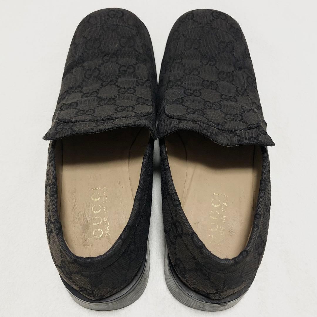 Gucci Deck Shoes Loafers GG Black Canvas Size 37 US About 7 For Women thumbnail 4
