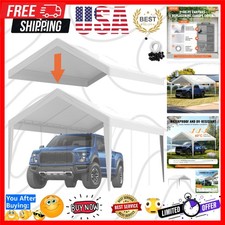 Carport Replacement Canopy Cover 10 x 20 ft, Garage Top Tent Shelter Tarp Hea...