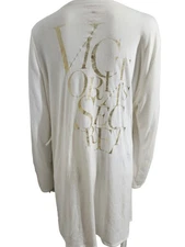 Victoria's Secret White Short Robe, Gold Print On The Back, Ties at Waist MEDIUM
