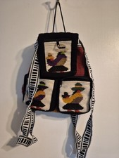 Handmade peruvian Wool Woven backpack purse.