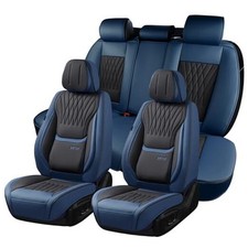 5-Piece Car Seat Covers  Airbag Compatible Leatherette Full Set Navy Black