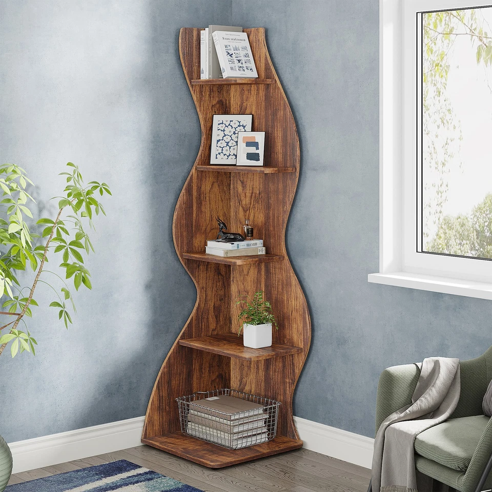 Tribesings 70" Tall Corner Shelf, 5-Tier Stylish Bookshelf Bookcase Storage Rack - Image 4 of 4