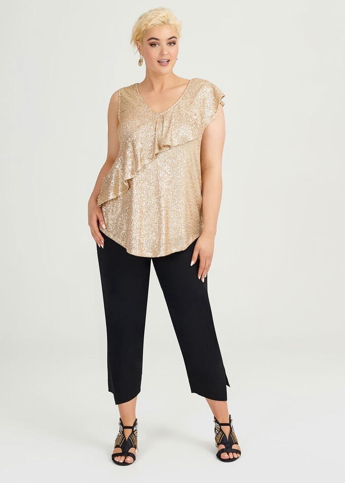 Taking Shape TS Glitter Top in Champagne Size M Sparkle Shimmer Party