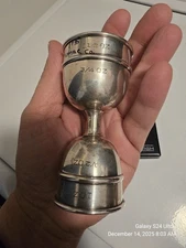 Prohibition Era Ornate Charles Thomas Co. Sterling Silver Double Cocktail Jigger