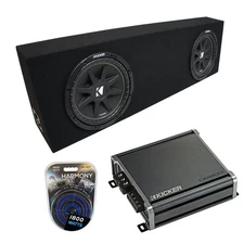 Universal Regular Cab Truck Kicker Comp C12 Dual 12" Black Sub Box & CXA8001 Amp