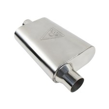 Universal Dual Chamber Performace Muffler 2.5 Id Inlet 2.55 Id Outlet Center