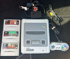 Super Nintendo SNES 1-Chip version Controller, PSU, av lead, 3 games bundle GWO