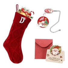 Christmas Stockings with Initials, 18    Large Embroidered Letter D Red