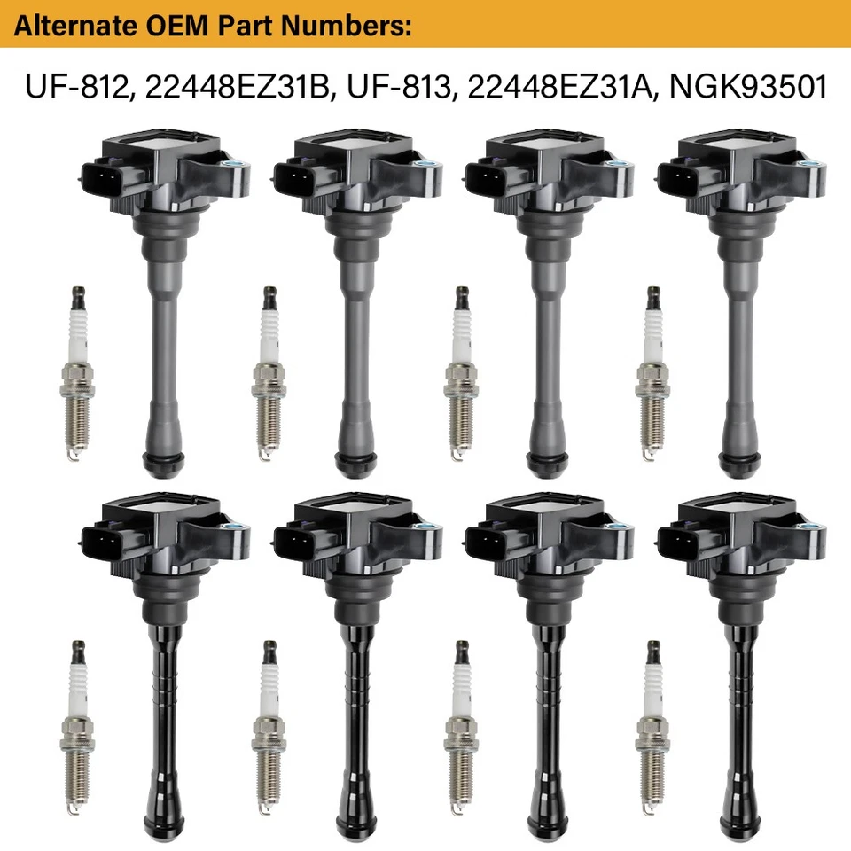 8X Bobina de encendido y bujía de iridio OEM para Nissan NV2500 NV3500 TITAN 5,6 L Foto 4 de 4