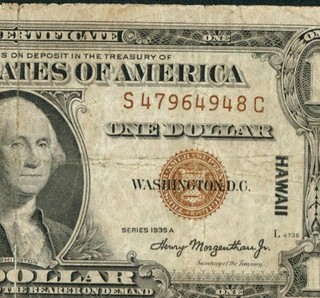 $1 1935 A (( HAWAII )) Silver Certificate PAPER CURRENCY AUCTIONS ((TEAR))