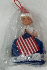 Vintage 1976 Betsy Ross Pin Cushion Doll Sewing American Flag HONG KONG New Cute