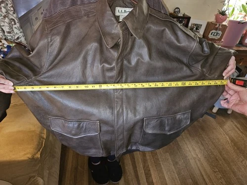 L.L.Bean Allagash Leather Bomber Jacket Brown 2XL Big & Tall Zip Front FLY TGR image 4
