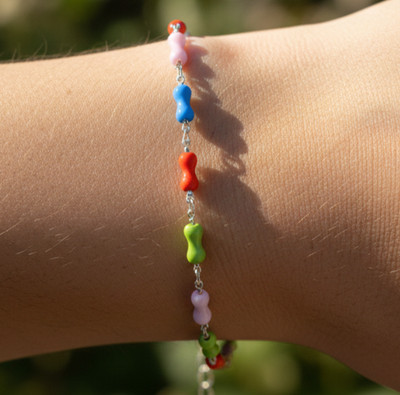 Vibrant Boho Beaded Wrist Chain | Minimalist Silver Tone Bracelet for Women