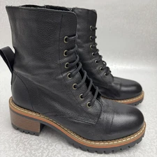 Bertuchi Combat Boots Womens Leather 6.5 Lace up Stacked heel Made in Spain