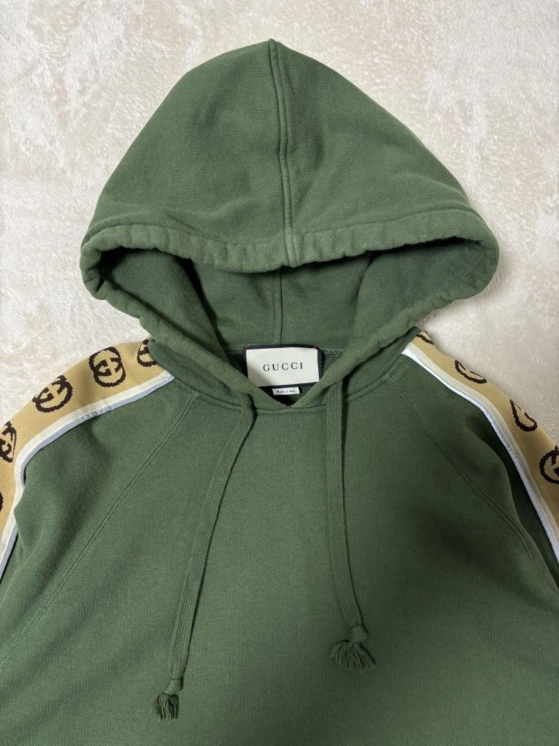 Felpa con cappuccio Gucci in jersey di cotone verde m3_0712