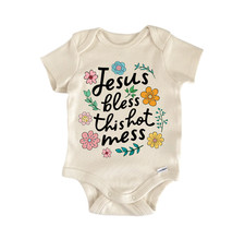 Bless Hot Mess Jesus Religious God Christian - Baby Boy Girl Clothes Bodysuit