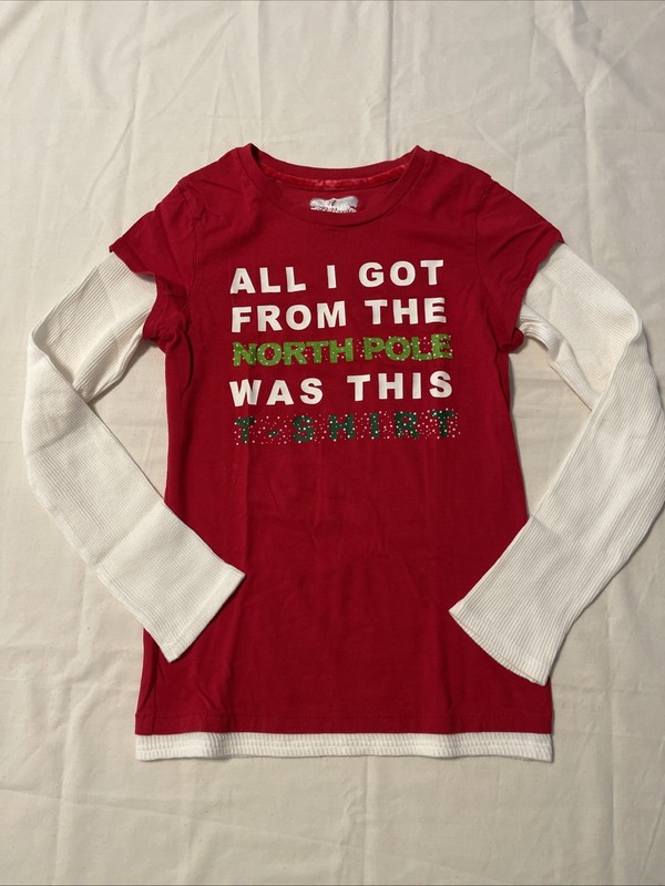 Old Navy Girls Christmas Thermal Long Sleeve Shirt Size L