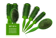 COCCO Aura Brush Set, Ceramic Paddle & Round Hairbrushes - Compare at $67.50