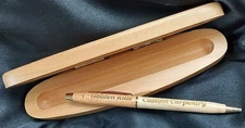RARE Golden Rule Custom Carpentry Advertising ~ Wood Pen in Wood Case  Unique!