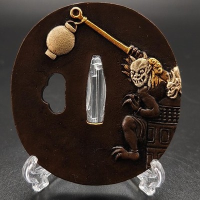 Tsuba XG194 Ghost Design Copper Tsuba Hand Guard Japanese Antique Ready