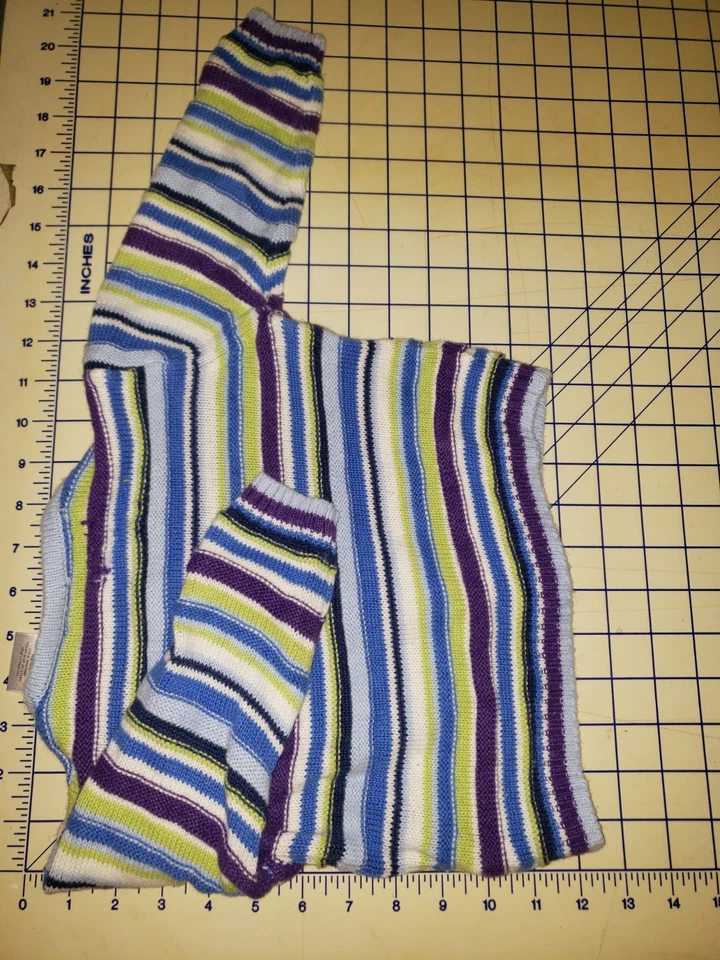 Kid Connection Button Cardigan Sweater 24 Months Girl Purple Blue Green Stripe - Image 4 of 4