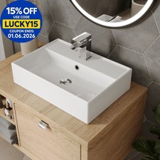 Bathroom Vanity Wash Basin Sink Countertop Rectangular 1 TH Modern 505 x 350mm