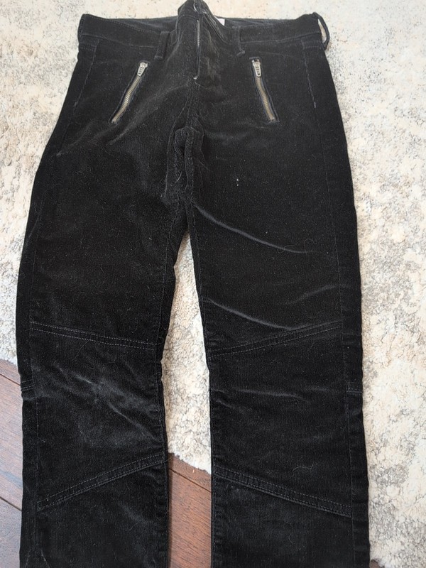 Banana Republic Skinny Ankle Corduroy Pants Womens 25  Black Zip Pocket New