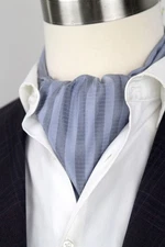 CAMELLUCCI Men's Cravat Ascot Tie 100%silk Gift Box Striped Blue Navy A243