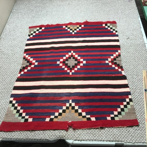 Vintage Handmade Native American Rug 37x45 in Multicolor Striped Contemporary