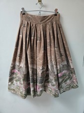 Vintage 1950s Skirt New Orleans Novelty Print Jackson Square Gathered Waist XS