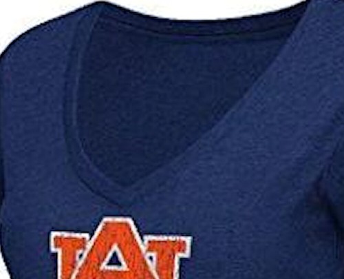 Camiseta Damas Tigres Auburn Azul Tabloide Cuello en V del Coliseo - Imagen 4 de 5