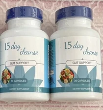 2 - 15-Day Cleanse Gut Support Senna, Cascara Sagrada & Psyllium Husk 30 Caps