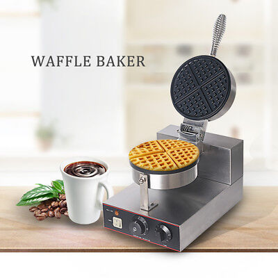 Commercial Nonstick Electric Rotating Round Standard Waffle Machine Maker Baker