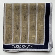 HANDKERCHIEF MEN'S VINTAGE JAPAN ART STRIPED LINE POCKET SQUARE COTTON 18" B0352