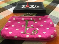 Lot 2 Wallets Pink Polka Dot E  Coin ID & black Paris  Card Slots Preowned