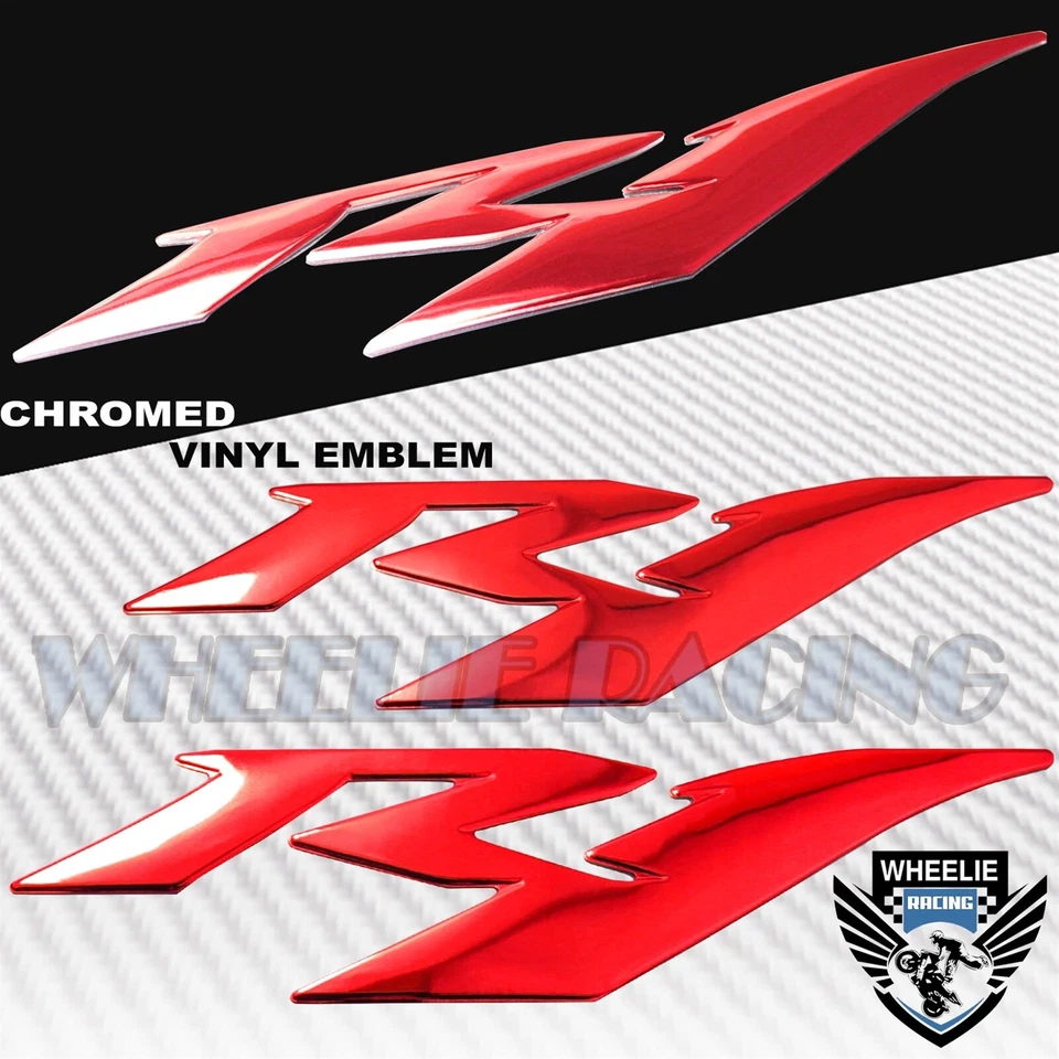 5.75" 3D CARENADO/TANQUE DE COMBUSTIBLE YAMAHA LOGO EMBLEMA+PEGATINA PARA YZF-R1/R1S CROMO ROJO Foto 3 de 4