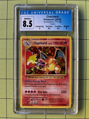 2016 Pokemon Evolutions Set #11 Charizard Rare Holo Card CGC 8.5 NM-MINT+ | eBay 2016 Pokemon Evolutions Set #11 Charizard Rare Holo Card CGC 8.5 NM-MINT+ | eBay