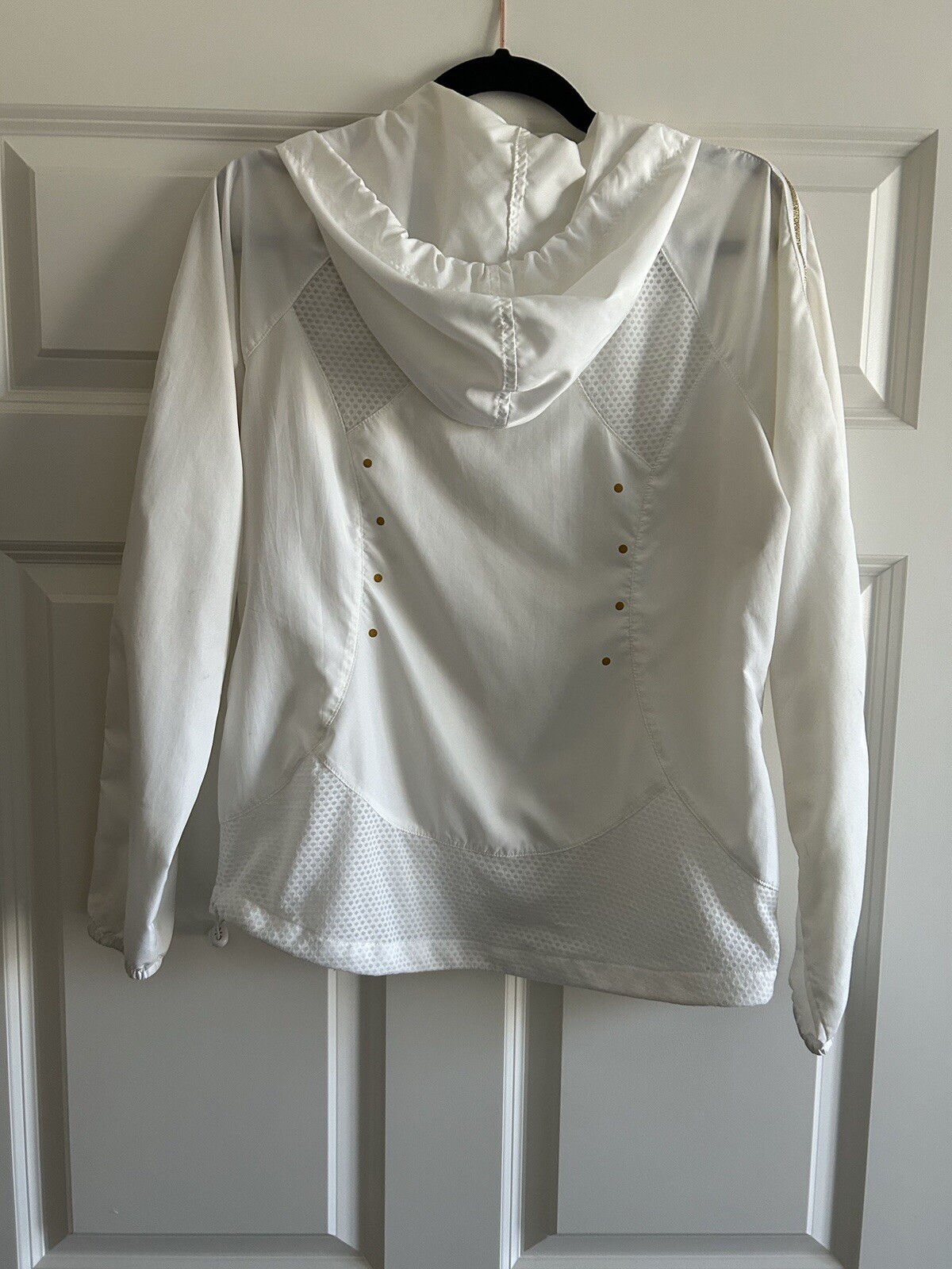 Felpa donna Fila full zip running con cappuccio bordo bianco oro taglia media