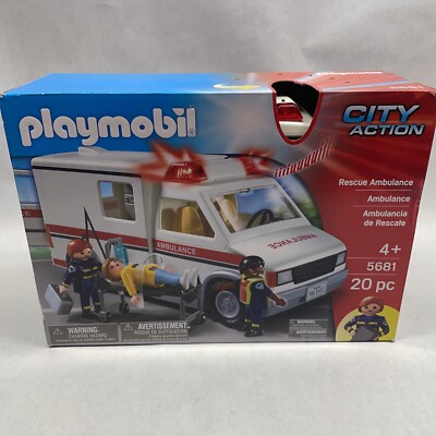 NEW Playmobil CITY ACTION 5681 RESCUE AMBULANCE Toy 3 Figures 20