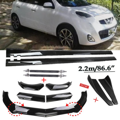 For Nissan March Hatchback Front Bumper Lip Spoiler Chin Splitter Bod Kit Gloss