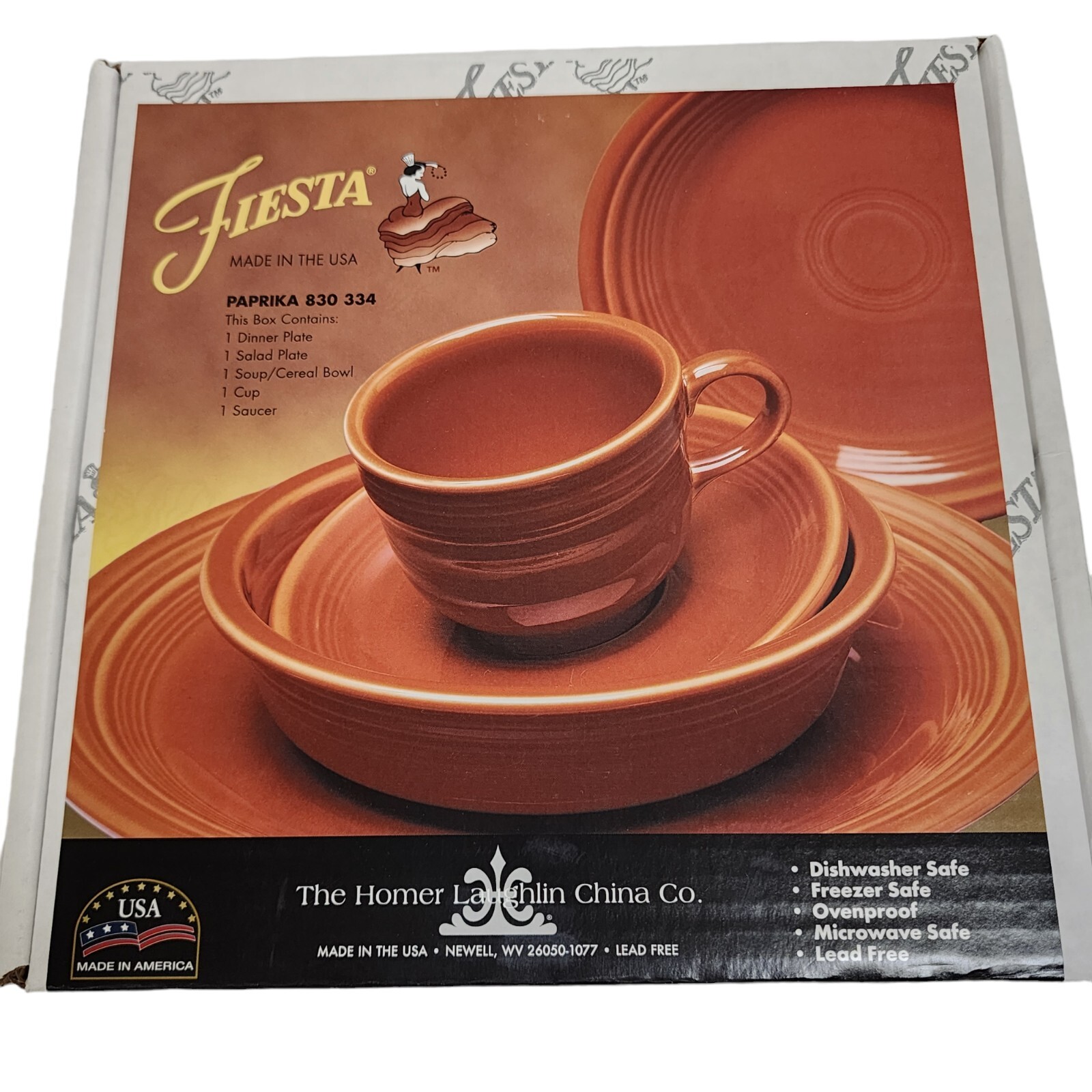 Fiesta 5 Piece Place Setting Paprika Fiestaware Dinnerware Homer