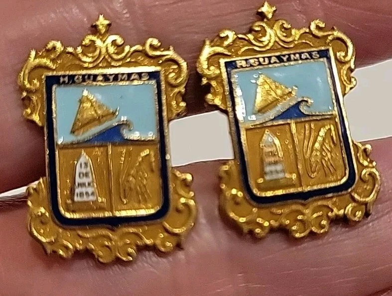 Vintage Entenmann Gold Filled Cufflinks Nautical Theme Enamel Ornate 1/20 12k  - Image 3 of 4
