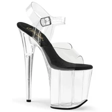 PLEASER FLAMINGO-808 Sexy 8" Heel Clear Tall Platform Ankle Strap Womens Shoes