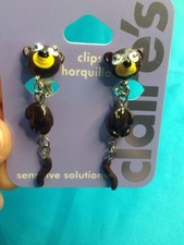 One Pair Of Claire's Clip On Googly Eyed Bear Earrings