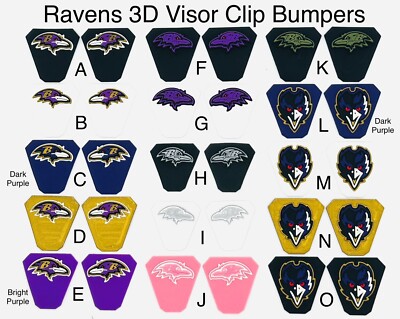 Ravens 3D Visor Clip Bumpers, FULL SIZE (Clips Not Included)
