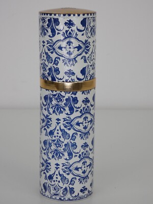 Vintage Guerlain SHALIMAR Flasche Parfüm Kanister blau weiß Emaille LEER